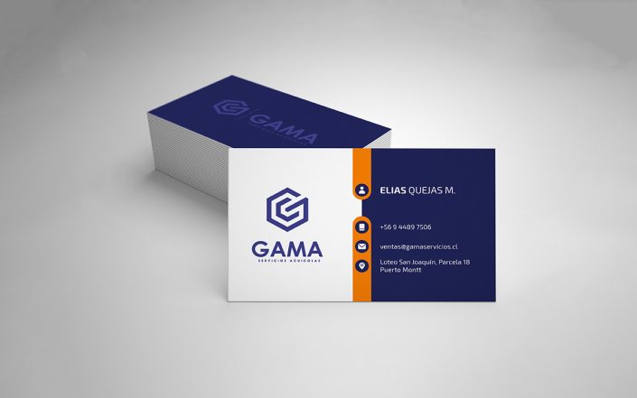 DISEÑO E IMPRESIÓN TARJETAS DE PRESENTACIÓN GAMA SERVICIOS ACUÍCOLAS Diseño e impresión de tarjetas de presentación para Gama